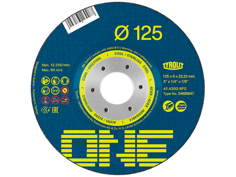 Tyrolit One skrubskive form 27 ø125×6 A30Q-BFO