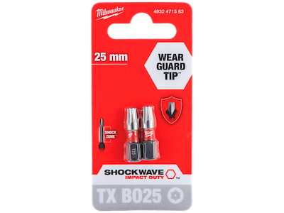 Milwaukee Slagbits Shockwave Impact Duty TX/BO25×25mm pk/2
