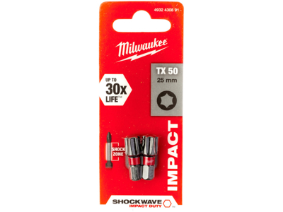 Milwaukee Slagbits Shockwave Impact Duty TX50×25mm pk/2