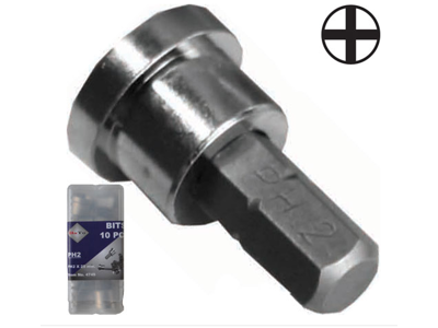 Bits 1/4" PH2 m/dybdestop pk/10
