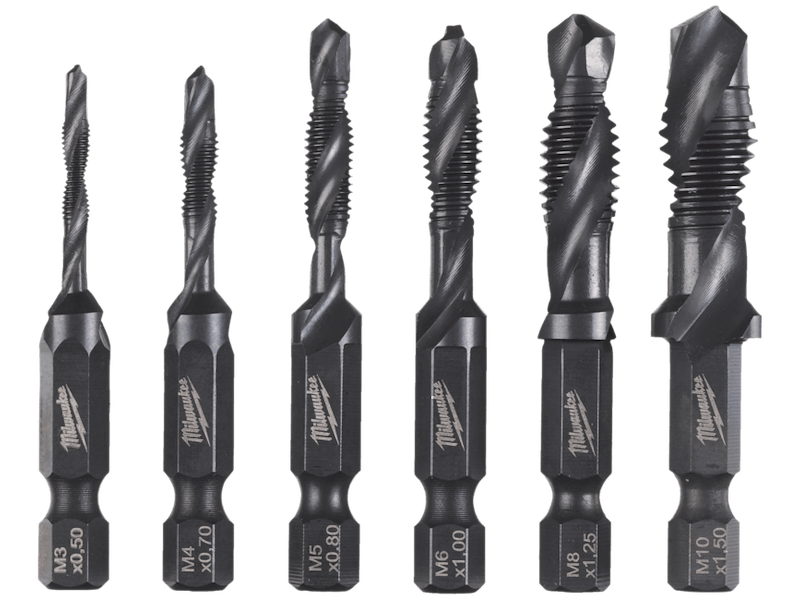 Milwaukee Kombitappe HSS-G 1/4" 6kt M3-M10, sæt 6stk
