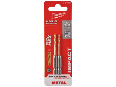Milwaukee Spiralbor HSS-G TiN 1/4" 6kt skaft 3,2mm pk/2