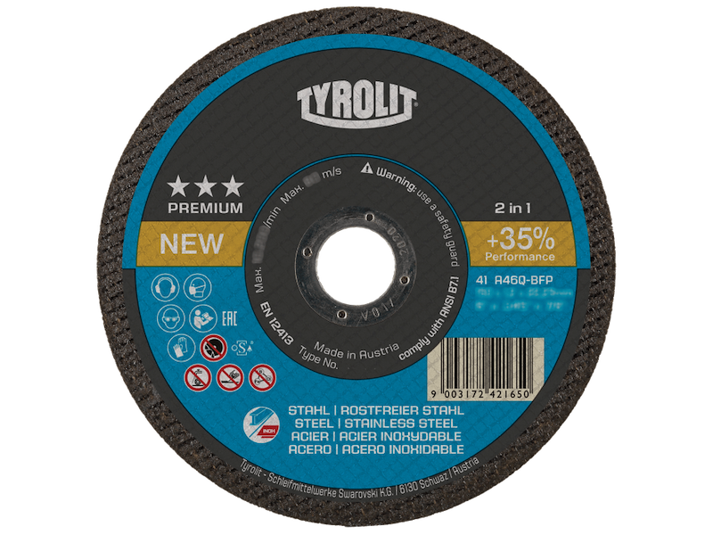 Tyrolit Skæreskive Premium 41F ø125×1,0 A60Q-BFP