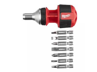 Milwaukee Skruetrækker 8 i én skralde med 7 bits