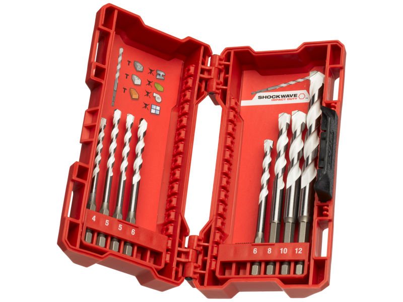 Multibor HM-spids 1/4" 6kt skaft, 4-12mm, sæt 8stk