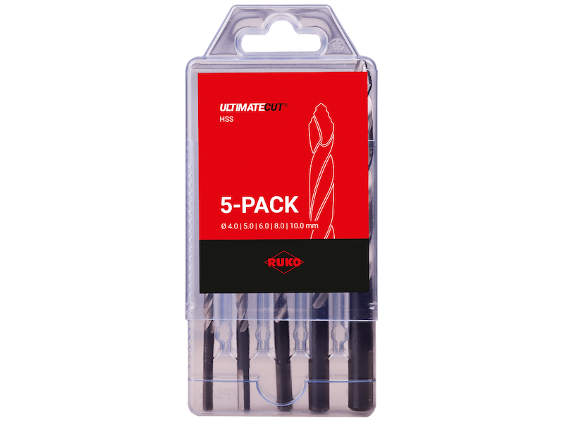 Ruko Spiralborsæt DIN338 HSS-G Flowstep 4-5-6-8-10mm