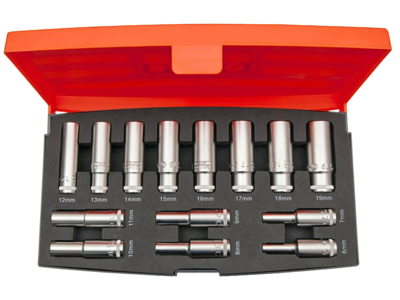 Bahco Toppesæt 6-kant lang 3/8" 6-19 mm
