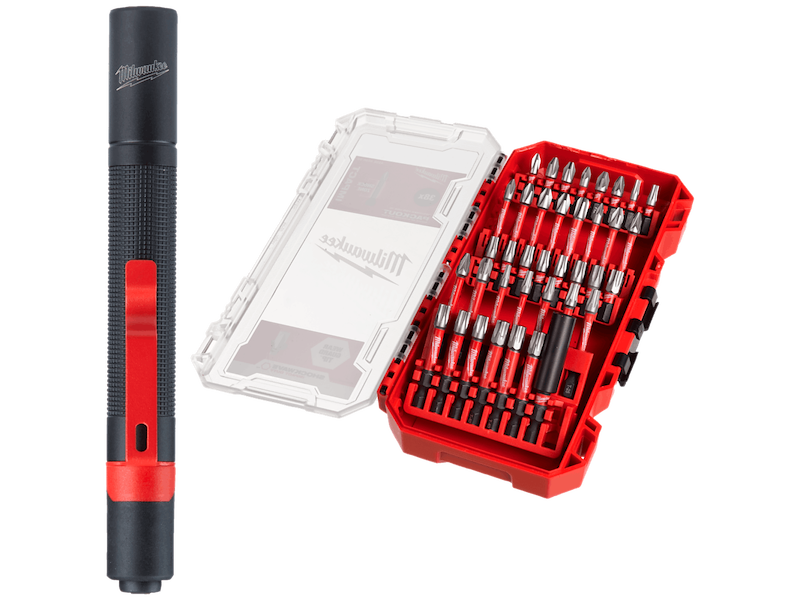 Milwaukee Slagbitssæt 1/4", 39dele + IPL-LED minilygte