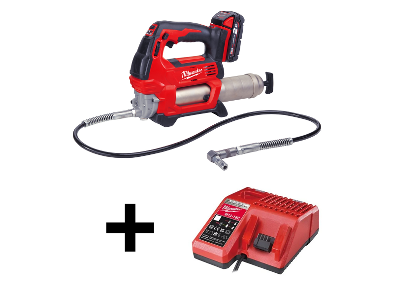 Milwaukee Fedtpresser M18 GG-201C inkl. M18 B2 batteri og multilader