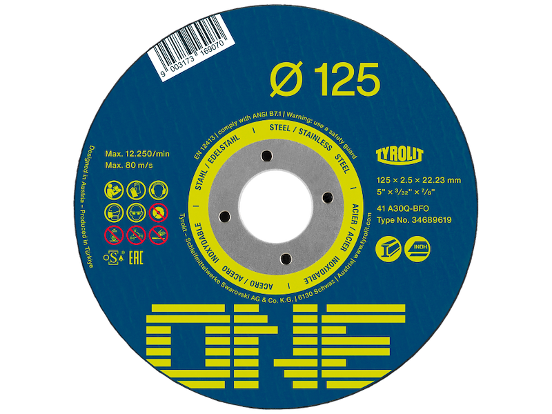Tyrolit One skæreskive form 41 ø125×1,6 A46Q-BFO