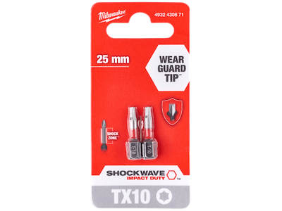 Milwaukee Slagbits Shockwave Impact Duty TX10×25mm pk/2