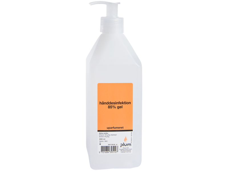 Plum Hånddesinfektion 85% gel, pumpeflaske 600 ml
