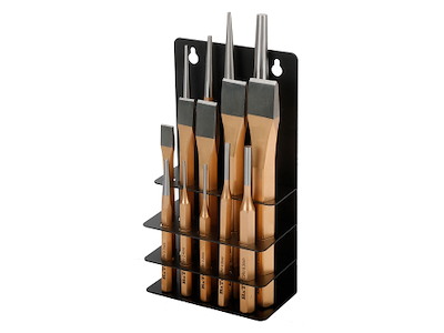 BATO Mejsel-kørner-dyknagle og dorn kombisæt 14 dele i kraftig metal stander