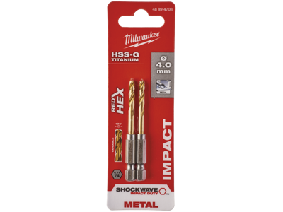 Milwaukee Spiralbor HSS-G TiN 1/4" 6kt skaft 4,0mm pk/2