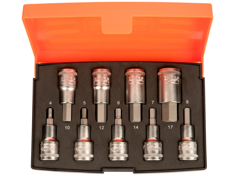 Inhex-topsæt 1/2" 4kt, 9 korte toppe 4-17mm