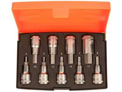 Inhex-topsæt 1/2" 4kt, 9 korte toppe 4-17mm