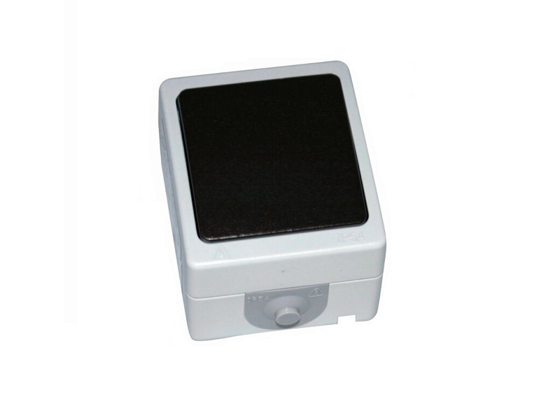 Stikkontakt E-line enkel m/jord IP54 grå/sort