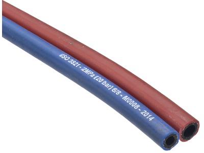 Svejseslange tvil rød/blå 8×8mm 50m