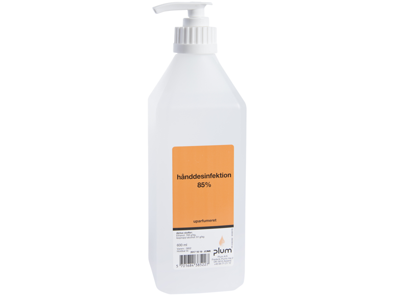 Hånddesinfektion 85% flydende, pumpeflaske 600 ml