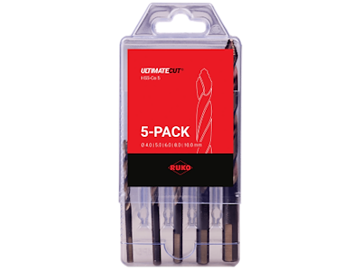 Ruko Spiralborsæt DIN338 HSS-Co5 Flowstep 4-5-6-8-10mm