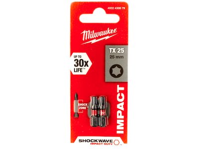 Milwaukee Slagbits Shockwave Impact Duty TX25×25mm pk/2