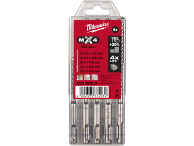 Milwaukee Hammerborsæt SDS+ MX4 5/6×105mm+6/8/10×165mm 5 stk