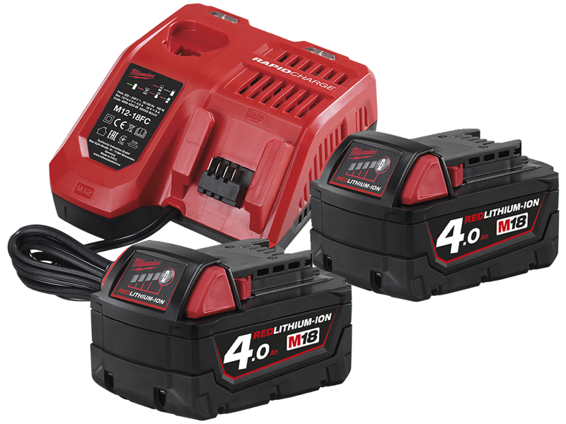 Batteripakke NRG-402, 2×18V/4,0Ah + lader M12-18FC