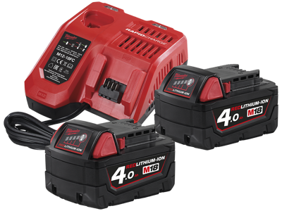 Batteripakke NRG-402, 2×18V/4,0Ah + lader M12-18FC