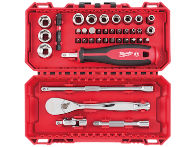 Milwaukee Topnøgle-/bitssæt 1/4" m/skralde, 38 dele