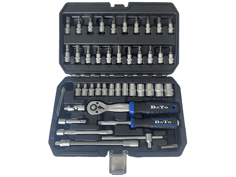 Bato Topnøglesæt 1/4" 4-14mm + bitstoppe, 46 dele
