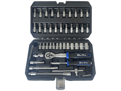Bato Topnøglesæt 1/4" 4-14mm + bitstoppe, 46 dele