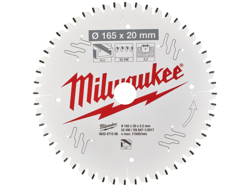Rundsavklinge PAlu 165×20×2,2mm 52TF neg