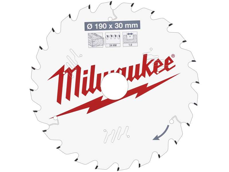 Milwaukee Rundsavklinge PW 190×30×1,6mm 24ATB