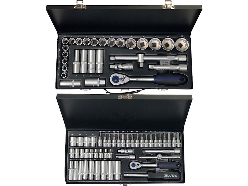 BATO Kombi pakke. Topnøglesæt 10-36mm 1/2", topnøglesæt 4-14mm 1/4". 74 dele