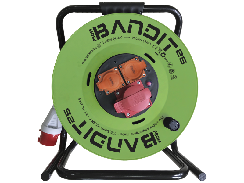 Kabeltromle Bandit Kraft m/jord 400/230V IP44 25m