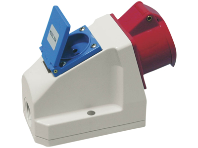 Vægstik CEE 400V m/DK 230V udt