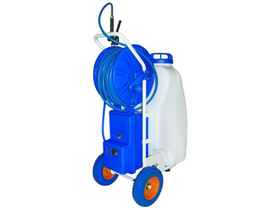 El-sprøjte 12 V på hjul - 45 ltr. og 50 m slange