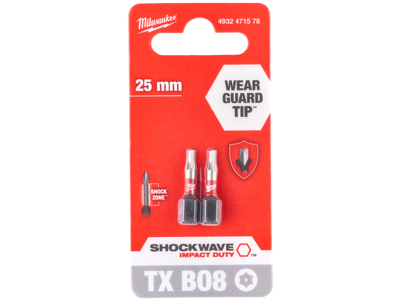 Slagbits Shockwave Impact Duty TX/BO8×25mm pk/2