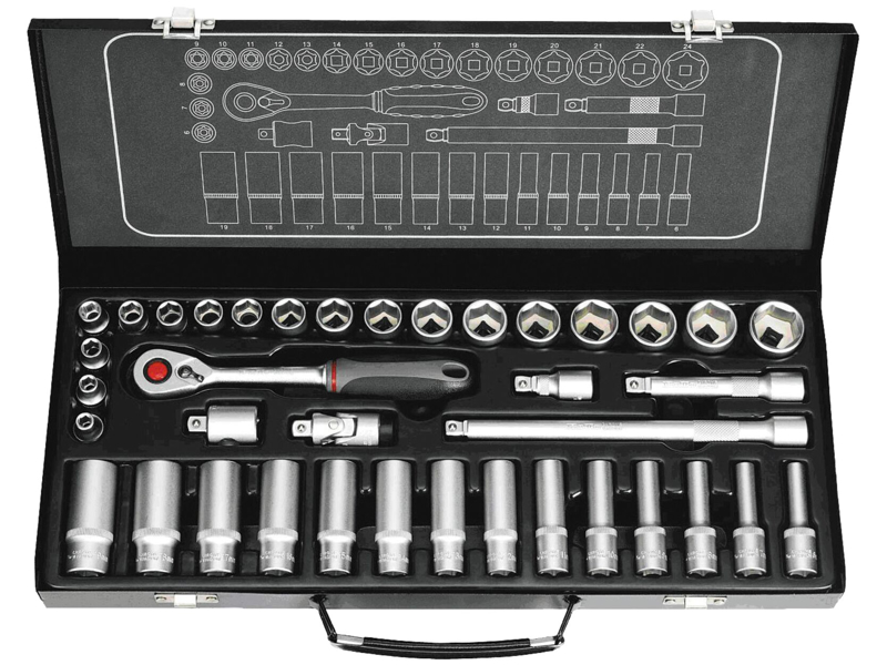 Topnøglesæt 3/8 38 dele