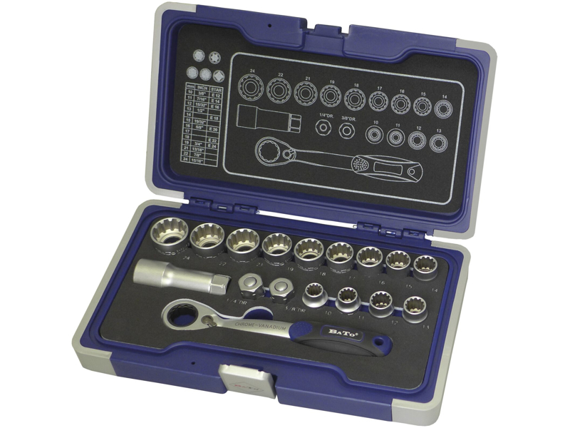 Bato Topnøglesæt 3/8" gennemstik B-S1201