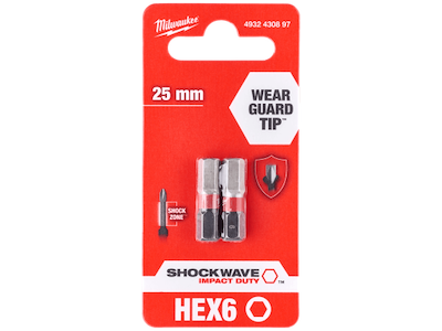 Milwaukee Slagbits Shockwave Impact Duty HEX6×25mm 2stk